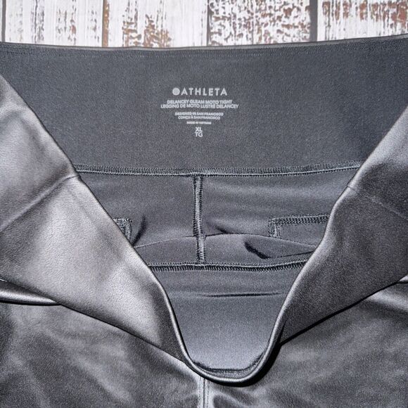 Athleta Women’s Delancey Gleam Moto Tight Black Size XL High Rise - Picture 4 of 7